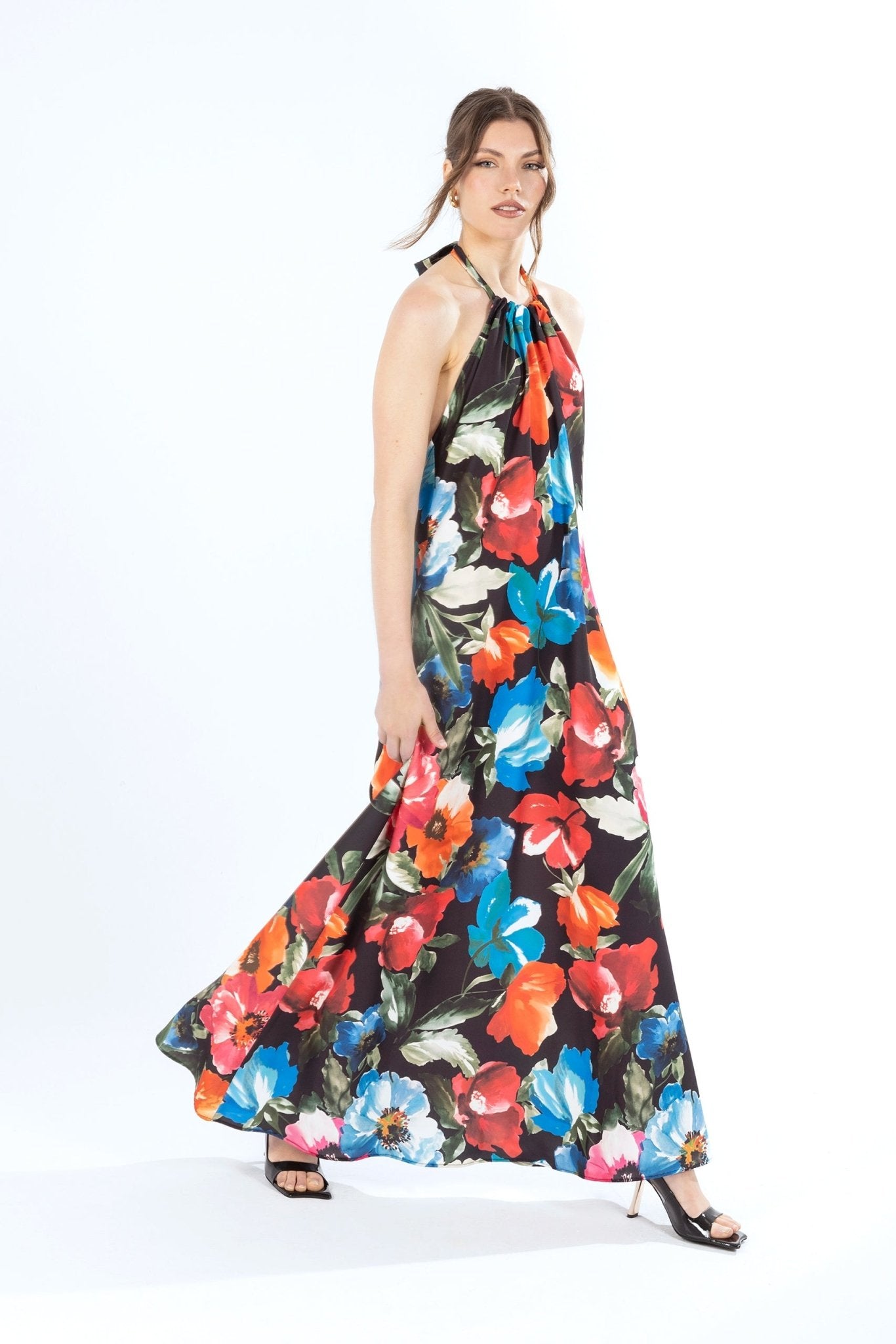 knee length dresses for ladies Waipio Off Shoulder Hibiscus Ankle Length Hawaiian Dress main image 1